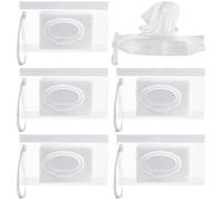 Susimond 6pcs Portable Wet Wipe Pouch Dispenser, Refillable Reusable Wipe Holder, Eco Friendly Baby Wipes Dispenser Container, Travel Wet Wipe Container for Travel, Strollers, Backpacks