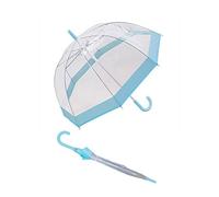 Susino Parapluie Droit ouverture automatique - Transparent avec Bordure bleu Pastel Stick Umbrella, 90 cm, Blue (Bleu)