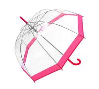 Susino Women's Transparent Dome Umbrella with Automatic Opening System, Wide Protection with Diameter 100 cm, Windproof, Pink Border, Transparent and pink, 100 cm, cane umbrella