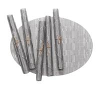 susiodeu 6piece Stain-resistant And Durable Oval Place Mats And Coasters For Fitting Polyester Washable Place Mats Easy Care, silver gray, 45 * 32CMcm