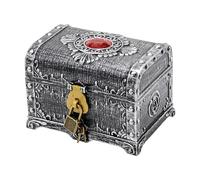 susiodeu Antique Decorative Chest Boxes For Kids Featuring Pirate Treasure Boxes Choice For Birthday Gift Items Multifunctional Toy Box With Lock Birthday Gift , ancient silver , 14x11x10.5cm