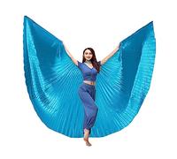 susiodeu Belly Dance Wing with Telescopic Stick Adult Costumes Professional Dancing Props for Performances Halloween Shows, Lake Blue