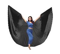 susiodeu Belly Dance Wing with Telescopic Stick Adult Costumes Professional Dancing Props for Performances Halloween Shows, Black