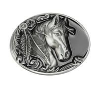 susiodeu Easy To Install And Replace 3D Vintage Animal Heads Skull Horse Head Belt Buckle Horse Buckle For Men Belt Zinc Alloy, antique tin color