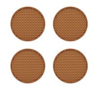 susiodeu Pack of 4 Coasters Cushion Silicone Glass Drink Pad Anti-skid Kitchen Cup Mats Placemat Drain Beverage Holders, Brown