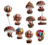 susiodeu Santa Claus 2D Flat Wooden Hot Air Balloon Christmas Theme Home Decor Idea Wooden Hot Air Balloon Santa Claus 2D Flat Pendant Sturdy Christmas, 30pcs