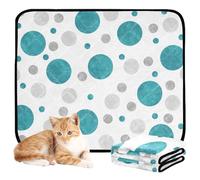 susiyo 3 Pcs Small Washable Pee Pads for Dogs Teal Gray and White Polka Dots Pattern Absorbent Reusable Puppy Training Pads