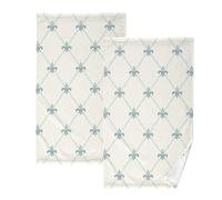 susiyo Hand Towels Set of 2 Luxury Vintage Fleur De Lis Cotton Bathroom Hand Towels Super Soft Highly Absorbent Fingertip Towels Decorative Towel for Bathroom Kitchen Yoga Gym Spa 28x16 Inch