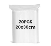 SUSNUAN 20 Grip Seal Bags, 20x30cm Clear Plastic Resealable Zip Poly Bags, Resealable Storage Pouches for Home,Kitchen