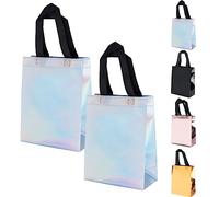 SUSNUAN Shiny Gift Bag, 2 PCS Rainbow Gift Bags Reusable Medium Gift Bags with Handles, Birthday Gift Bag for Birthday, Party, Weddings, Festival Celebration, Baby Showers (250x200x100mm)