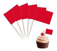 SUSNUAN100PCS Blank Toothpick Flags Cupcake Toppers Decorations for Party, Cocktail Sticks Flags Food Labels Food Flags for Fruit Salad Cheese Plate Baby Shower Wedding Birthday Party Supplies - Red