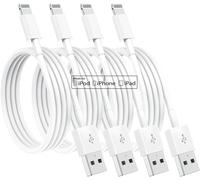 Susnwere Apple MFi Certified iPhone Charger 2m, Lightning to USB Cable 2 meters, Super Fast Charging for 12/12mini/11/Pro/Max/X/XS/XR/XS Max/8/7/6,ipad, White, (Pack of 4) 6 ft