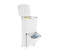 Susoso 45L Kitchen Trash Can with 4-Wheel Universal Sorting System, Perfect for Home Recycling, Space-Saving Design, 33.4 x 24.3 x 79.5 cm, Sk White h for Efficient Waste Separat