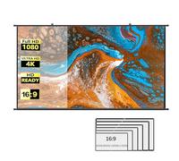 Suspended 100- inch projector screen, 16:9 HD portable projection screen, can be installed on the wall or ceiling, outdoor indoor movie home theater school office use (Milk silk, 80IN) (White gri