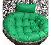 Suspended basket seat cushion， Chair Seat Cushion, Thicken Round Garden Hammock with Adjustable Headrest(Dark Green)