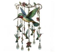 Suspended Bird Decor for Porch Patio Garden with Ornate Floral, G | Colorful Artwork, Yard Balcony Window Accent