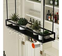 Suspended Ceiling Bar UnitMetal Wine Rack with Bottle Holder & Glass Support Hanging Wine Storage Shelf for Home & Kitchen Stylish Drink nizer SpaceSaving Design