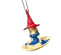 Suspended Garden Bird Feeding Decor, Resin Witch Figurine Feeder with Tray Bowl and Ready Rope Loop for Yard Patio Balcony Display Suspended Bird Feeder Decorative Resin Tray Bowl Garden Feeding Patio