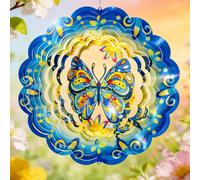 Suspended wind turbine - 3D colorful dynamic mandala, featuring animal patterns, suitable for outdoor garden and courtyard decoration, is an choice for home decoration. (Butterfly)