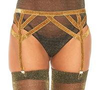 Suspender belt one size leg avenue silver lurex - Taille: One size -1, Couleur: Golden