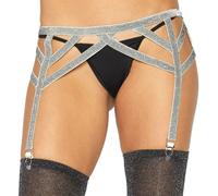 Suspender belt one size leg avenue silver lurex, Size One size -2, Color Money