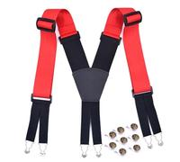 Suspenders 5cm Mens Braces For Trousers Plus Size 6 Buckles X Back Casual Elastic Male Pants Strap pour le Travail et le Quotidien(Red)