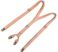 Suspenders PU Leather 1.5 cm Wide Y Back 4 Clip Multicolor(Khaki)
