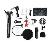 Suspension Microphone Kit Professional Sound Card&Microphone&Mic Arm Bracket Set F998 Live Soundcard BM800 Condenser Microphone Shock Proof Holder Windshield Pop Filter Boom Arm for Studio