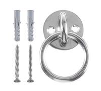 Suspension Mount Trainer Ceiling Bracket Stainless Anchor Steel Wall | Fixed Disk for Resistance Trainers and Rings, Silver Finish, Indoor or Outdoor Use, Sturdy Stable Setup