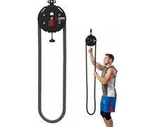 Suspension Trainer, Endless Rope Pulley System - Portable Cable Machine With 30kg Adjustable Resistance, Torque Endless Rope Trainer For Arms, Back & Grip Workouts(Black+Red)