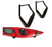 Suspenz EZ Kayak Storage Rack, Indoor & Outdoor Wall Mounts for Kayaks & SUP Paddle Boards, Powder-Coated Steel with Foam Pads & Safety Straps, Holds up to 125 lbs, Black (12-9903)