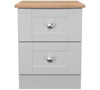 Sussex Bedside Cabinet - 2 Drawer - Grey and Oak