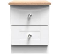 Sussex Bedside Cabinet - 2 Drawer - White and Oak