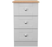 Sussex Bedside Cabinet - 3 Drawer - Grey and Oak