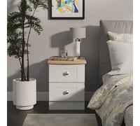 Sussex Bedside Table Grey & Light Oak 2 Drawers 40cm