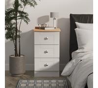 Sussex Bedside Table Grey & Light Oak 3 Drawers 40cm