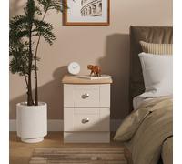 Sussex Bedside Table Off-white & Light Oak 2 Drawers 40cm