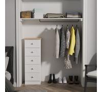 Sussex Bedside Table White & Light Oak 5 Drawers 40cm