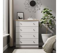 Sussex Chest of Drawers Grey & Light Oak 4 Drawers 77cm