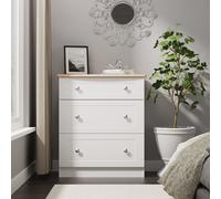 Sussex Chest of Drawers White & Light Oak 3 Drawers 42cm