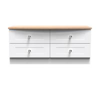 Sussex Large Chest of Drawers White & Light Oak 4 Drawers 112cm