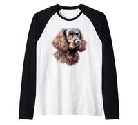 Sussex Spaniel Dog Portrait Raglan Baseball Tee