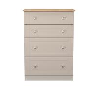 Sussex Tall Chest of Drawers Off-white & Light Oak 4 Drawers 77cm