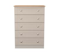Sussex Tall Chest of Drawers Off-white & Light Oak 5 Drawers 77cm