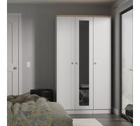 Sussex Tall Mirror Wardrobe Grey & Light Oak 1 Shelf 111cm