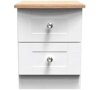 Sussex White and Oak Effect Oak 2 Drawer Bedside Cabinet