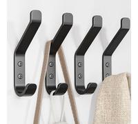 susswiff Wall Hooks for Hanging Coat: 10KG Metal Sturdy Hook with Screw, Individual Hangers for Clothes Towel, for Bathroom Door, Black 10cm