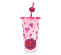 Sustainable 710ML Halloween Cup with Color Conversion Effect Perfect for Cold Drink Comes with Secure Covers and Straw Scary Color Shifting Cup