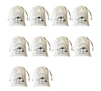 Sustainable Camping Themed Party Bags With Adjustable Closure Hard Wearing Linen Celebration Accessories Natural Linen Drawstring