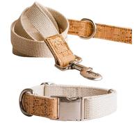 Sustainable Dog Collar and Lead Set - 100% Natural Hemp & Cork Collar and Lead for Small Dog, Comfortable Durable (Small)